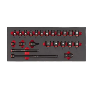 Milwaukee 3/8" SHOCKWAVE Schlagnüsse Einlage für Werkstattwagen 78 23-teiliges Set - 4932493388