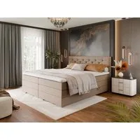 FORTE Boxspringbett Lanciano inkl. zwei Bettkästen und Kaltschaum Topper (7-Zonen-Taschenfederkernmatratze mit zwei Härtegraden (H2/H3), erhältlich in den Breiten 140cm, 160cm & 180cm