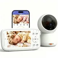 TWUFY Video-Babyphone 4 Zoll Video-Babyfon mit Kamera 360° WLAN Babyphone mit App, 5" WLAN Video Babyfone, Nachtsicht, Baby Kamera und APP, 2 Wage Audio, Bereich alarme, Temperatur, 500m hohe Reichweite, App (WLAN erforderlich) & LCD-Display-Steuerun