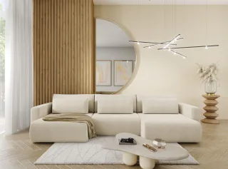 Wohnlandschaft Sofa mit Schlaffunktion CHAIRA Stoff Curio Hellbeige