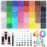 Zaewry Kreativset Bedazzler Kit mit Kleber – 40 Farben 3 mm Resin Strasssteine, (40-tlg), DIY Nail Art & Bastelset für Nägel, Make-up & Handwerk