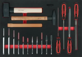 KS Tools Feilen-, Meißel- und Hammer-Satz, 18-tlg in 1-1 Systemeinlage - 711.1018