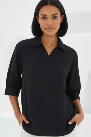 Poloshirt-Kragenshirt, lockere Passform