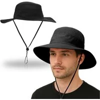 Mutig Sonnenhut UPF 50 Sonnenhüte mit breiter Krempe, Sommer-Mesh,UV-Schutz,Safari-Hut (Sonnenhut Herren Damen Gartenhut zum Angeln, Wandern, Boonie-Hüte, mit Kinnriemen, wasserdicht, atmungsaktiv, Anglerhut, Wanderhut) für Outdoor-Abenteuer, Wandern