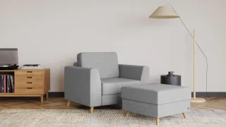 BRUNO Schlafsessel 70cm in Silver Grey Grau | praktische Größe | stabiles Massivholz & Boxspringkomfort