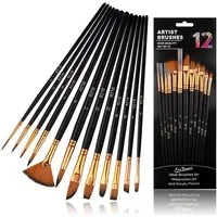 FOUORTUNATE-BEE Malpinsel 12er Pinselset Aquarellpinsel Künstlerpinsel Feinhaarpinsel Malpinsel, Malpinsel Set für Aquarell Nailart Modellbau Kinder Erwachsene