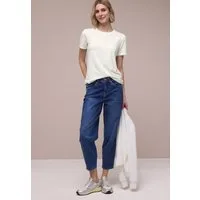 STREET ONE Kurzarmshirt Sommershirt mit Rundhals und Glitzerstreifen