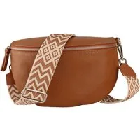 MIRROSI Bauchtasche Damen, Echtleder, Leder, Made in Italy, Umhängetasche, Brusttasche, (Schultertasche für jeden Anlass (1 Tasche & 2 Gurte), Damen Taschen, 3 Größen auswählbar), Crossbody Bag, Cognac Braun, verstellbaren Schulterriemen