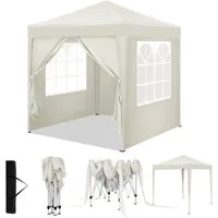 Woltu Faltpavillon, mit 4 Seitenteilen, 2x2 m, mit 4 Seitenwänden, höhenverstellbarer