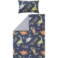Erwin Müller Kinderbettwäsche Kinder-Wendebettwäsche, Baumwolle, Feinbiber Schriftzug: Dino, Roar/Tiermotive: Dinos