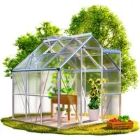 Gardebruk Gewächshaus, Aluminium 3,6m² 190x190cm inkl. Dachfenster Treibhaus Gartenhaus