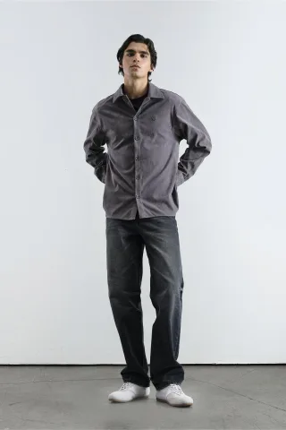 Besticktes Regular Fit Langarmhemd