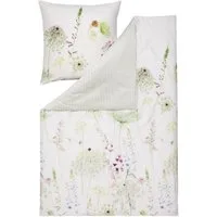 Estella Bettwäsche Meadow 4704 530 Grün, Mako-Satin, 2 teilig, Blüten, Blumenwiese, Aquarell