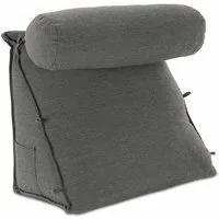ELONEO Rückenkissen mit Nackenrolle für Bett & Sofa, 55x50x30cm, waschbarer Bezug