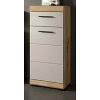 Inn.Furn Badkommode Shawn (Badschrank in Eiche und Sand / Kaschmir, 37 x 88 cm), mit Vollauzug