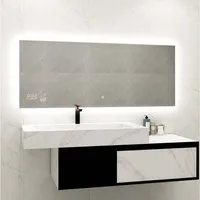 Heidenfeld Infrarotheizung Spiegelheizung HF-HS200 inkl. Touchdisplay 10 Jahre Garantie, Spiegel, Wetteranzeige, LED-Licht, Anti-Beschlag, bis 500 Watt, WIFI