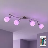 GLOBO LIGHTING LED Deckenleuchte, Leuchtmittel inklusive, Warmweiß, Deckenleuchte Spotlampe Deckenlampe 4 Flammig Fernbedienung RGB