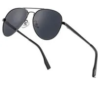LuxusKollektion Pilotenbrille Pilotenbrille polarisiert Schwarz Grau Linse 58 Millimeter