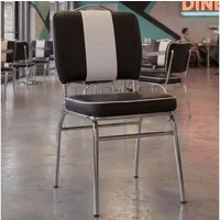 FINEBUY Esszimmerstuhl American Diner Stuhl 50er Jahre Retro Möbel Stuhl (American Diner, Küchenstuhl Kunstleder Schwarz), Esszimmerstuhl USA, Design Polsterstuhl Esszimmer