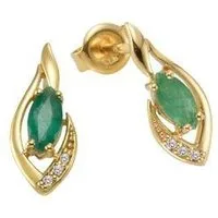 Firetti Paar Ohrstecker Schmuck Geschenk Gold 375 Ohrschmuck Farbstein Edelstein Smaragd, mit Smaragd, Weißtopas