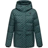 Ragwear Steppjacke Wikesh Print Wasserdichte Damen Winterjacke mit Hahnentritt-Muster