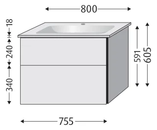 Sanipa Waschtischunterbau mit Auszügen 3way (BP333) 591x755x477 Taupe-Matt, BP3331T BP3331T