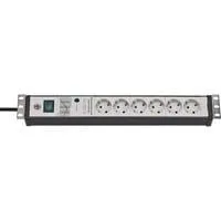 Premium-Line Steckdosenleiste 6-fach, 19" Format schwarz/hellgrau, 3 Meter, 60.000A Überspannungsschutz