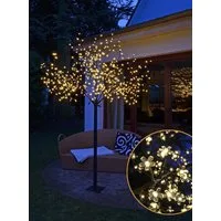 Spetebo LED Baum LED Kirschblütenbaum - 250 cm - warmweiß, An / Aus, LED, warmweiß, Lichterbaum warm weiß beleuchtet für den Aussenbereich