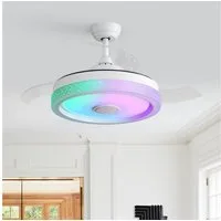 Sofucor Deckenventilator 32W LED-Licht, 107 cm,RGB dimmbar, Umkehrbarer Gleichstrommotor, 3 ABS-Flügeldesign, 6 einstellbare Geschwindigkeiten