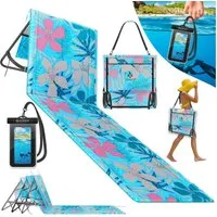 KESSER Gartenliege Strandmatte klappbar mit verstellbarer Rückenlehne max. 130 kg, 1 St., Strandliege mit Tragegurt, wasserdichter Handyhülle & Tragetasche, Sonnenliege faltbar für Strand, Garten & Terrasse Liegematte