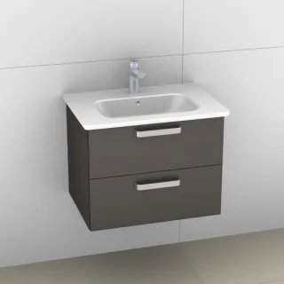 Artiqua 412 Waschtischunterschrank für Softmood T0557, Stahlgrau Metallic, 412-WU2L-I30-7141-88 412-WU2L-I30-7141-88