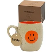FRITZTOWN Tasse Good Vibes Only 440ml, Große Keramiktasse in Geschenkverpackung, 2-tlg., Keramik