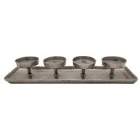 Spetebo Adventsleuchter Aluminium Kerzenhalter für 4 Kerzen - ca. 44 x 12 (Inhalt, 1 St., Kerzenständer), Ideal für Kerzen oder Teelichter, Blickfang