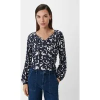 comma Langarmbluse Bluse Semitransparente Langarmbluse mit Allover-Print