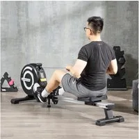 HOMCOM Rudergerät für Zuhause, Klappbar, mit 8 Stufen Magnetbremssystem, LCD-Anzeige (Rudermaschine, 1-tlg., Fitnessgerät), für Ganzkörpertraining, Alu, Schwarz