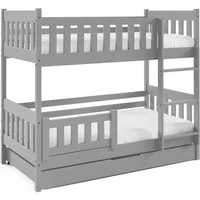 Masseno Etagenbett LUCIA 80x160 cm mit Schublade Kinderbett Massivholz Grau