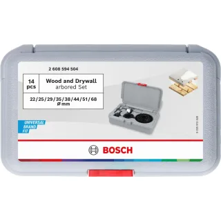 Bosch Wood and Drywall Lochsägen mit Aufsteckhalter + Zentrierbohrer, 22-68x15 mm, 13-teiliges Set - 2608594504