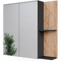 Vicco Badezimmerspiegelschrank Irma, Anthrazit/Goldkraft Eiche, 80 x 75 cm (1-St)