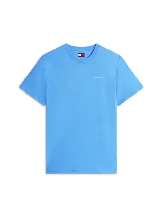 Tommy Jeans - Slim Fit T-Shirt mit länglichem Logo blau - Gr. - XL