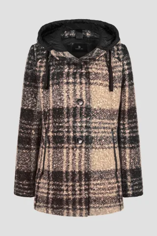 Barbara Lebek - Wolljacke mit Kapuze taupe - Gr. - 38