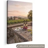 OneMillionCanvasses® Leinwandbild Wein - Gläser - Trauben - Weinberg, Fotodruck (1 St), Leinwand Canvas Wandbild, Wanddekoration 20x30 cm