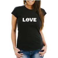 MoonWorks Print-Shirt Damen T-Shirt Aufdruck Love Anker Liebe Statement Botschaft Print maritim Frauen Fun-Shirt Moonworks® mit Print