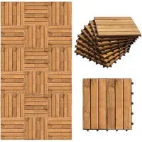 Clanmacy Holzfliesen 11-110 Stück erhältlich Terrassenfliesen, Akazien-Holz, Garten - 22st, 22er Set, 22 St., 30x30cm = 1qm pro Fliese, rutschfest, Stecksystem, langlebig