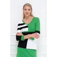 Passioni Strickpullover im Color Block-Design mit Strassdetails