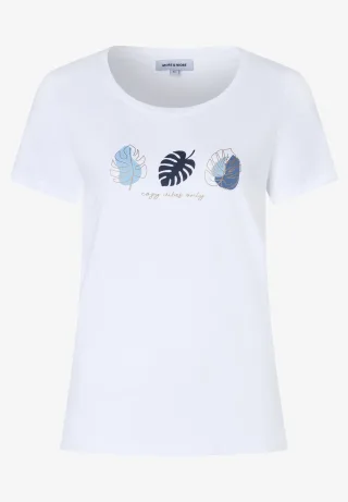 MORE & MORE - T-Shirt mit Print blau/weiß - Gr. - 42