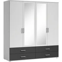 Schlafkontor Drehtürenschrank Ivar Kleiderschrank mit Spiegel inklusive 2 Spiegeltüren und 2 farblich abgesetzten Schubkästen
