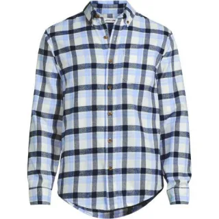 Flanellhemd Flagship, Classic Fit, Herren,  Blau, Baumwolle/Baumwoll-Mischung/Polyester-Mischung, by Lands' End