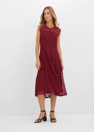 bonprix Ausgestelltes Spitzenkleid, rot, Gr.36/38 (S), Mit sehr kurzen Ärmeln