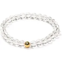 MayTree Armband Bergkristall, 6mm Geschenk für Muttertag, Geburtstag, Weihnachten (Stück, 1-tlg), mit Perle aus 925Silber, 24K vergoldet