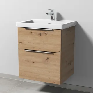 Sanipa 3way Waschtischunterbau zu Villeroy & Boch Subway 3.0 Waschtisch mit 2 Auszügen, Eiche Natura UM85285